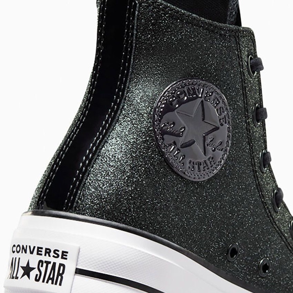 Converse High Top Sneakers Black Glitter White Sole